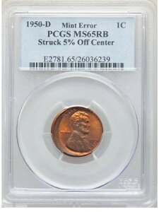 ER004 1950-D 1C �����J�[�� �Z���g -- ���S���� 5% ����đł��ꂽ -- PCGS MS65 RB