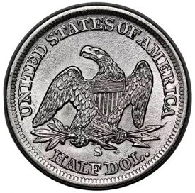 1861-S 着席リバティハーフドル ユニフォームの星が美しい 手持ちで見るとずっと美しい #143