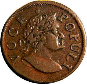 1760 1/2P Hibernia-Voce Populi Halfpenny No-P �N���[�j���O�ς� (04937)