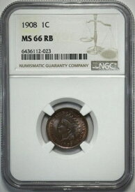 1908年インディアンヘッドペニー - NGC MS 66 RB