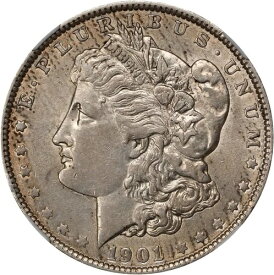 1901年 モルガン銀貨 NGC AU-55。キーデート付き。素晴らしいコイン！光沢あり。