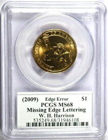 (2009) PCGS MS68 エッジの文字が欠落している WH ハリソン大統領 $-トップ ポップ コイン!