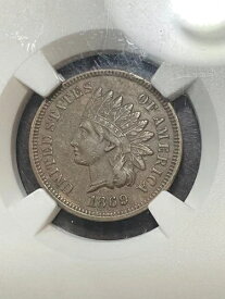 NGC AU55 1869 インディアンヘッドセント 希少 日付あり 非常に良好