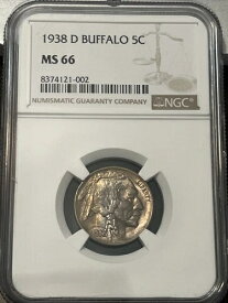 1938 DD - ダブルダイ - ミントマークエラー＆NGCエラー NGC 66 バッファローニッケル