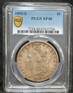 1892-S ���[�K�� �V���o�[ �_���[ PCGS XF 40�B�S�[���h �V�[���h�ANFC �ŕی삳��Ă��܂��B