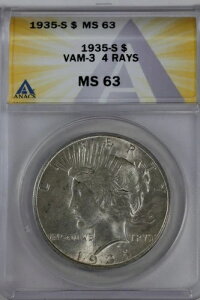 1935-S 1.00 ANACS MS 63 VAM-3 4 RAYS �s�[�X�_���[�A$1