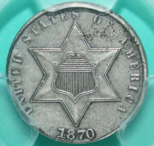 1870�N 3�Z���g��݃g���� - PCGS ���H�����ς� AU�ڍ� - 3CS