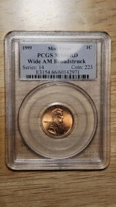 1999�N ���C�hAM���u���[�h�X�g���b�N �~���g�G���[ �����J�[�� �y�j�[ MS66 RD PCGS�u���A�v