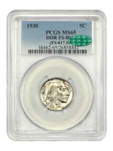 1930�N 5C PCGS/CAC MS65 (DDR, FS-801) - �o�b�t�@���[�j�b�P�� - �{�[���hDDR�W�F��