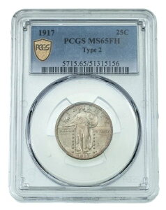 1917�N 25C �^�C�v2 �X�^���f�B���O���o�e�B�N�H�[�^�[�APCGS�ɂ��MS65FH�t���w�b�h�ƕ]��