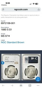 1880�N S MS67+ ���[�K���h��-
