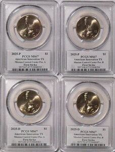 2025�N P&D �e�L�T�X �~�b�V�����R���g���[�� �C�m�x�[�V���� 1�h�� PCGS MS66 A&B �t�@�[�X�g�X�g���C�N