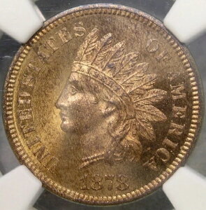 1878�N �C���f�B�A���w�b�h �Z���g/�y�j�[ �A�E�g�X�^���f�B���O PQ++ �� POP 17/18 NGC PF 64 RB �J���I