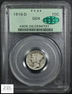1916�N D �}�[�L�����[ �V���o�[ �_�C�� 10�Z���g OGH �I�[���h�O���[�� �z���_�[ PCGS G 04 CAC - �}�[�L�����[ �_�C��