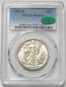 1929�N D US �������R�̏��_�n�[�t�h�� 50c �R�C�� WLH PCGS ������ 64+ CAC-