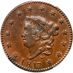 1817 N-15 R-4 PCGS AU 55 13 �X�^�[ �}�g�����܂��̓R���l�b�g�w�b�h ���[�W�Z���g�R�C�� 1�Z���g