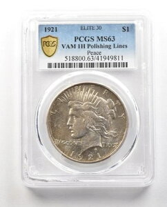1921�N �s�[�X�V���o�[�h�� VAM 1H �������C�� �G���[�g30 MS63 PCGS *4836