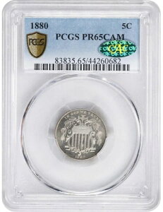 1880�N PCGS PR65CAM CAC �Œᒒ������ �r�W�l�X�X�g���C�N�I KEY 5C �J���I �V�[���h�j�b�P��