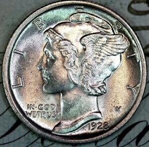 1928�N-D FSB �ɏ�+��i BU MS �}�[�L�����[ �V���o�[ DIME DC181 Matthews Hoard����-