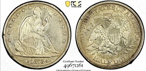1873�N CC ���Ȏ��R�̏��_�� �n�[�t�h���ݕ��i��t���j PCGS ���̃_���[�W���� - XF �ڍ�