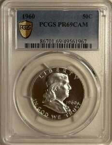 1960�N �v���[�t�t�����N�����n�[�t�h�� 50C �S�[���h�V�[���h PCGS PR69CAM POP 9-