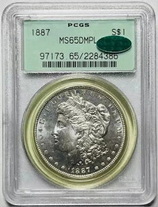 1887 P ���[�K�� �V���o�[ �_���[ PCGS MS-65 CAC DMPL �f�B�[�v �~���[ �v���[�t PQ-OGH �Ɠ��l!