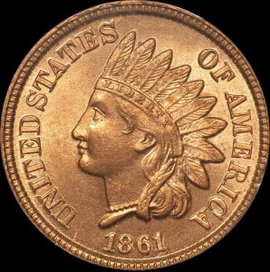 1861�N 1C �C���f�B�A���w�b�h�Z���g PCGS MS 65 CAC �W�F�����j�b�P�����e-