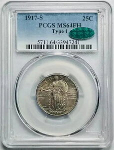 1917 S �X�^���f�B���O ���o�e�B �N�H�[�^�[ PCGS MS-64 FH �t���w�b�h CAC �^�C�v 1 �� CAC �|�b�v!