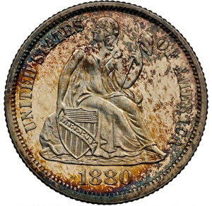 1880�N ���R�̏��_�����_�C�� 10C NGC PR66+-