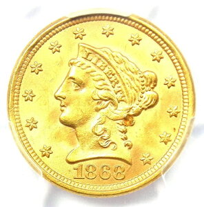 1868-S ���o�e�B�S�[���h�N�H�[�^�[�C�[�O�� 2.50�h���R�C�� - PCGS �����ʏڍ� (UNC MS)