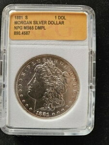1881�N-S $1 ���[�K���V���o�[�h�� NPG MS65 DMPL-