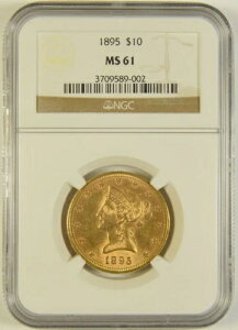1895�N $10.00 ���o�e�B�S�[���h NGC MS-61 #89-002