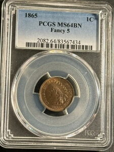 1865 1C-PCGS MS64BN-�t�@���V�[5-�C���f�B�A���w�b�h�Z���g????���Ɋ�