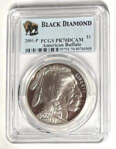 2001�N P �o�b�t�@���[ �V���o�[ �_���[ PCGS PR70 �u���b�N �_�C�������h �t���C�U�[ �f�U�C�� # GNK - KSH
