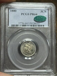 1880�N PR64 3�Z���g�j�b�P�� PCGS CAC �v���[�t�^�C�v�R�C�� �h��ȃI���W�i�� �ᒒ��