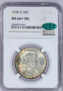 1958-D �t�����N���� �n�[�t �h�� 50 �Z���g NGC MS66+ Plus FBL - �����X�^�[�g�[��!