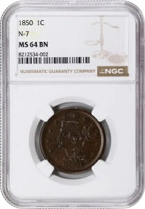 1850�N�� �҂ݍ��݃w�A �Z���g N-7 NGC MS-64 BN ��������