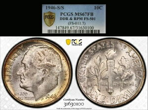 1946-S FS-501 DDR & RPM ���[�Y�x���g �_�C�� PCGS MS67FB �����O���[�h �o���G�e�B!!!