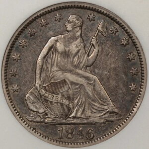 1846 �N Tall Date Liberty Seated Half Dollar ANACS XF-45 SOAPBOX!