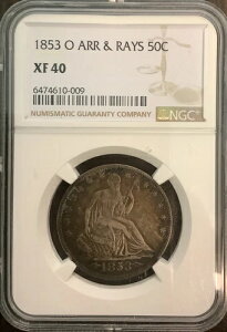 1853-O ���R�̏��_�� �n�[�t�h�� 50�Z���g ��ƌ��� XF 40 NGC