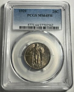 1929�N �X�^���f�B���O ���o�e�B �N�H�[�^�[ �O���[�h PCGS MS64FH �t���w�b�h