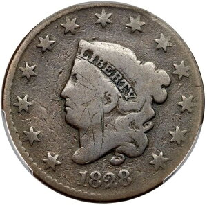 1828 N-8 R-3 PCGS G 4 Lg �i���[�f�C�g �}�g�����܂��̓R���l�b�g�w�b�h ���[�W�Z���g�R�C�� 1�Z���g