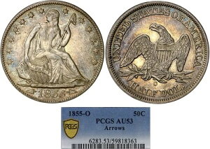 1855-O 50C PCGS AU53 ��ƌ����̂�����������R�̏��_ ~ �f���炵���F�ƌ���!