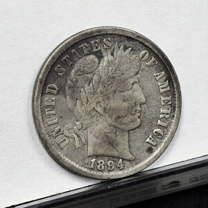 1894�N Barber Dime - �ڍׁA�Â��N���[�j���O�ς� (#59078-L)-