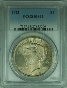 1922�N �s�[�X�V���o�[�h�� S$1 PCGS MS-63 ���C�g�g�[�� (31 F)