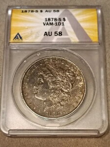 1878-S �����K����� ANACS VAM-1D1 AU58 �O���[�f�B���O�ς� �č������ǃR�C�� 90% .900