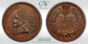 1908�N �C���f�B�A���w�b�h �Z���g 1�Z���g - CAC MS63BN - ���A+ MPD �X�m�[-4 S-4 FS-301 - ChocBeauty