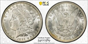 1891-CC �����K����� $1 PCGS TOP 100 MS62 VAM 3 �X�s�b�e�B���O�C�[�O��#6492