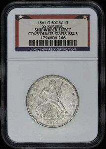 1861 O W-13 ���Ȍ^���R�̏��_�n�[�t�h�� - ���b�g�[�Ȃ� SS REPUBLIC 50C NGC MS0