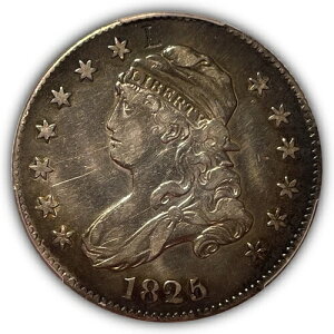 PCGS XF 1825/4/(2) L �J�E���^�[�X�^���v �L���b�v�h�o�X�g �N�H�[�^�[�R�C���A�ڍ� #23775